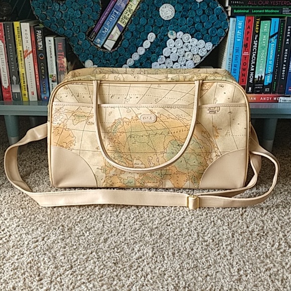 Vintage Handbags - Vintage map weekender bag